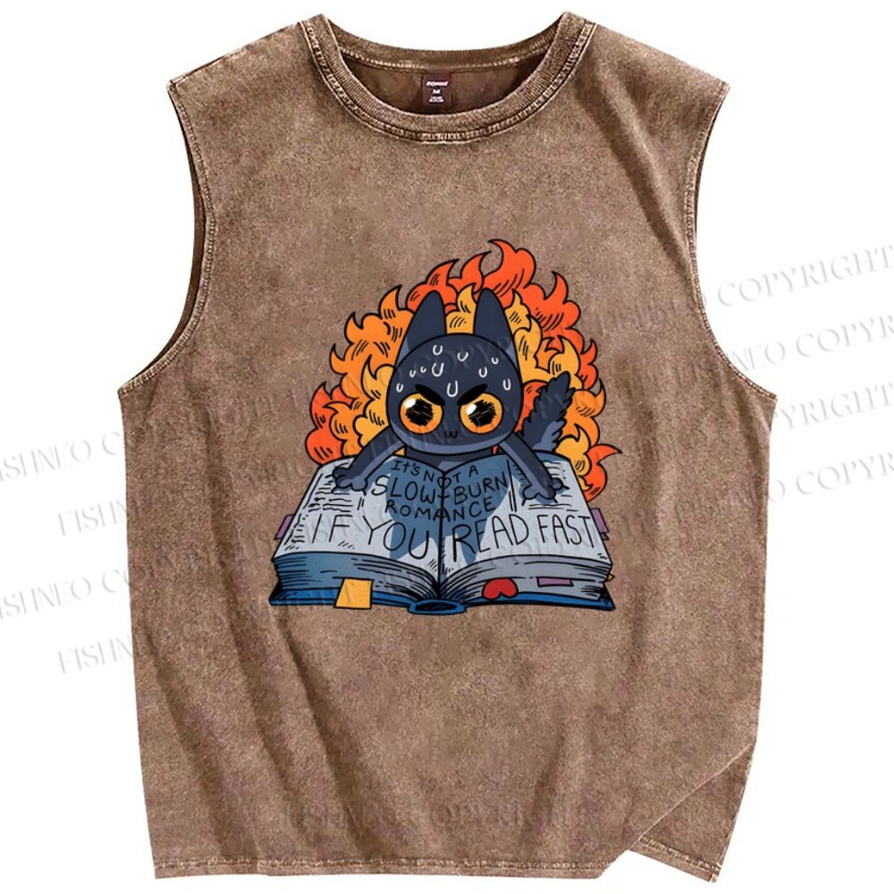 Unisex Reading Printed Washed Tank Top