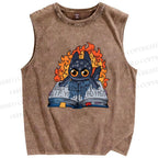 Unisex Reading Printed Washed Tank Top