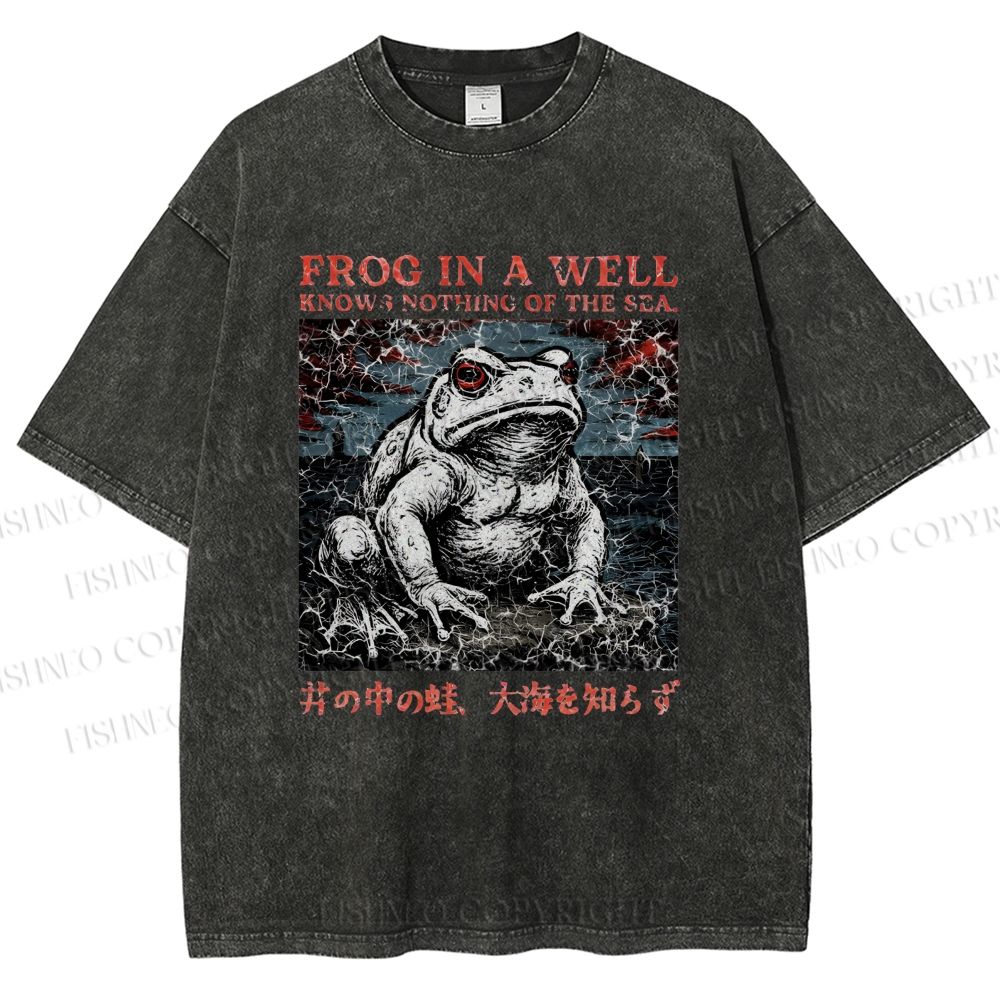 Unisex Frog Printed Washed Tee
