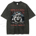 Unisex Frog Printed Washed Tee