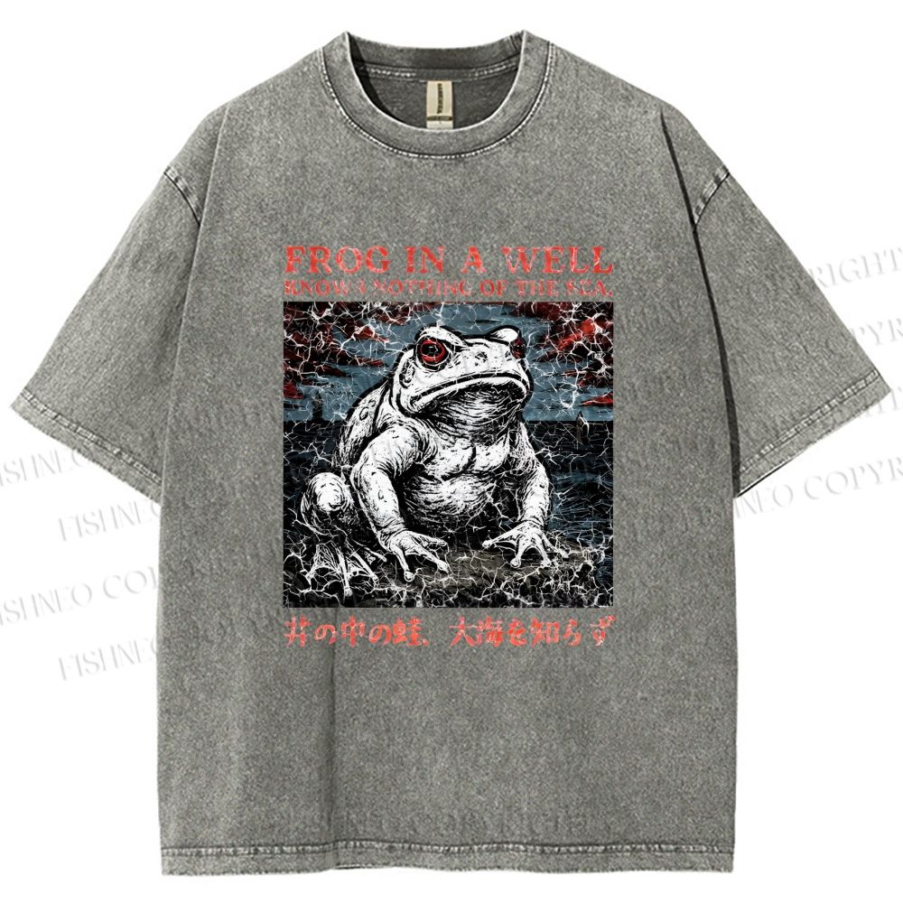 Unisex Frog Printed Washed Tee