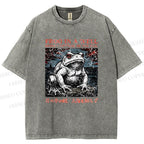 Unisex Frog Printed Washed Tee