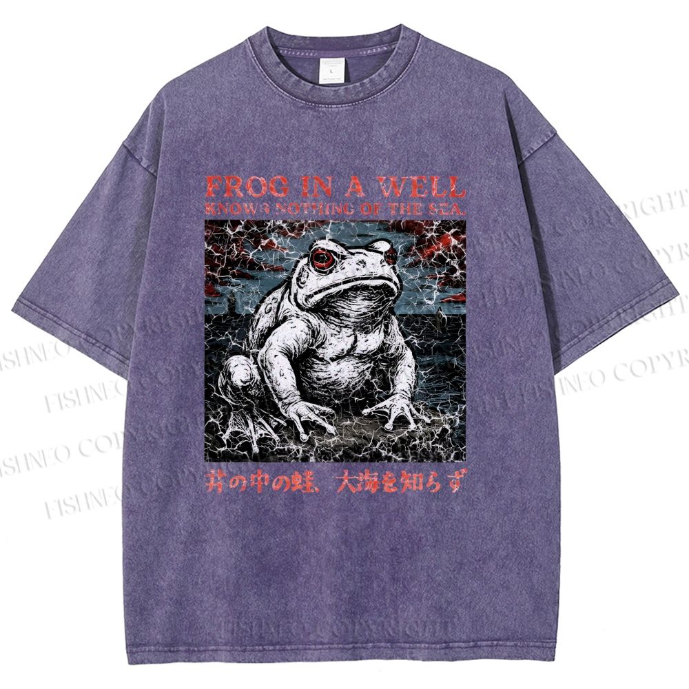 Unisex Frog Printed Washed Tee