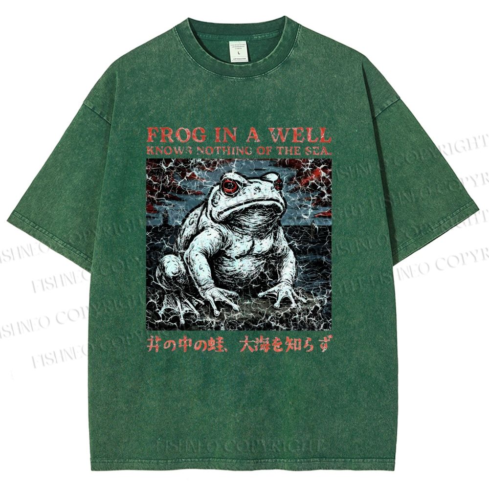Unisex Frog Printed Washed Tee