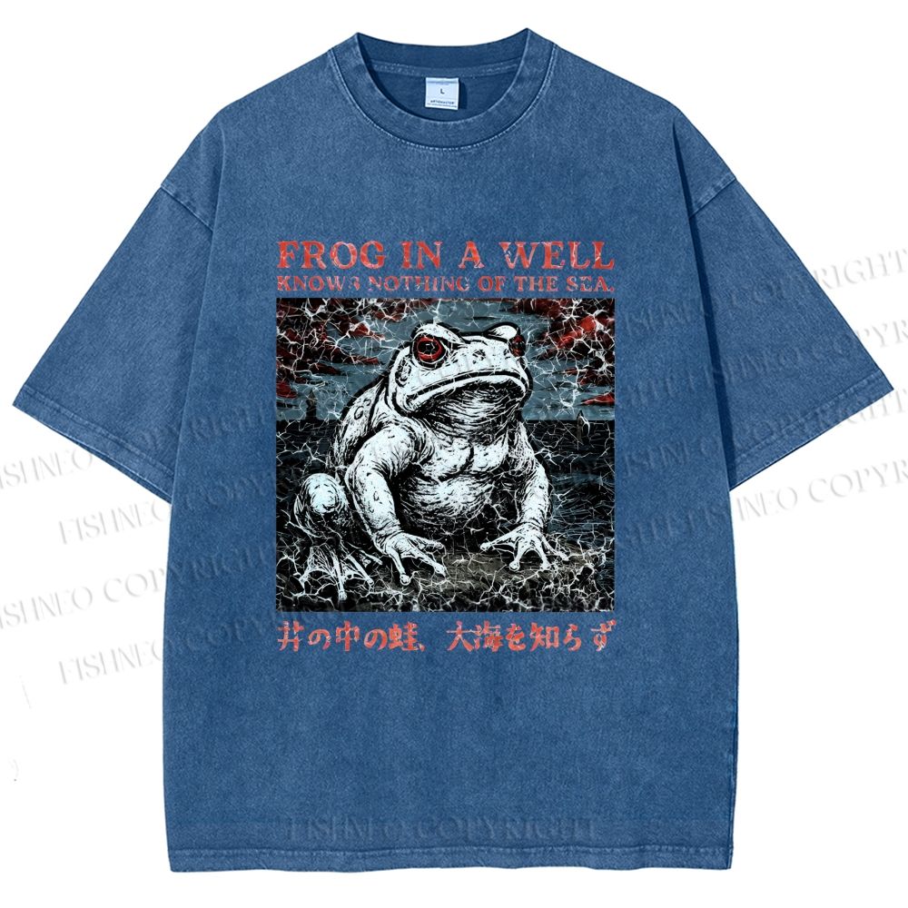 Unisex Frog Printed Washed Tee