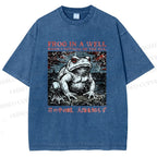 Unisex Frog Printed Washed Tee