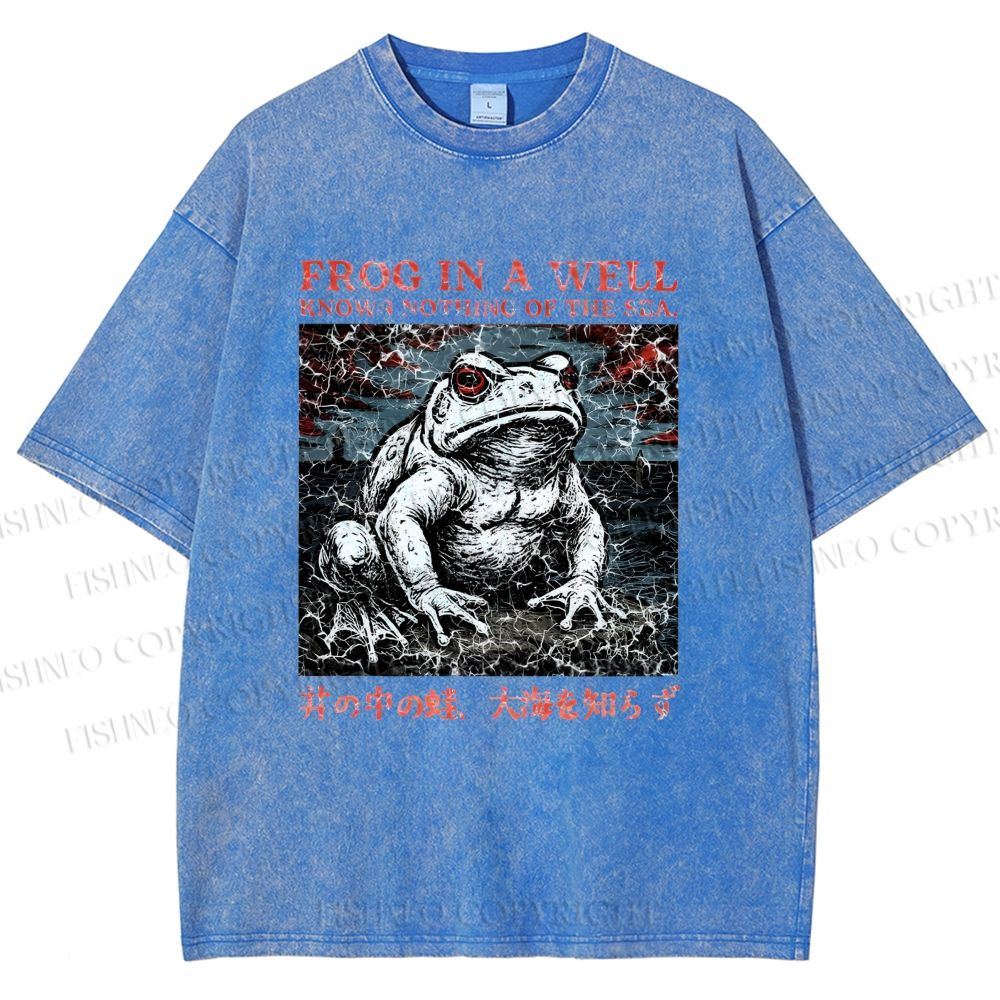 Unisex Frog Printed Washed Tee