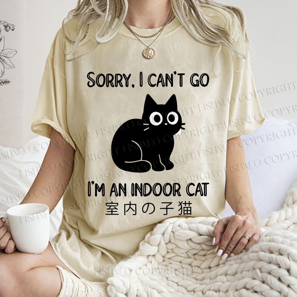 Unisex I'm  An Indoor Cat Printed Washed Tee