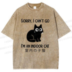 Unisex I'm  An Indoor Cat Printed Washed Tee