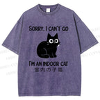Unisex I'm  An Indoor Cat Printed Washed Tee