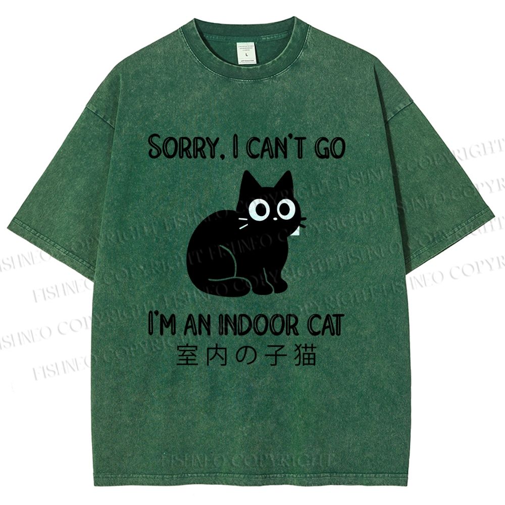 Unisex I'm  An Indoor Cat Printed Washed Tee