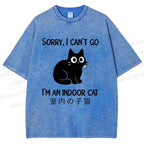 Unisex I'm  An Indoor Cat Printed Washed Tee