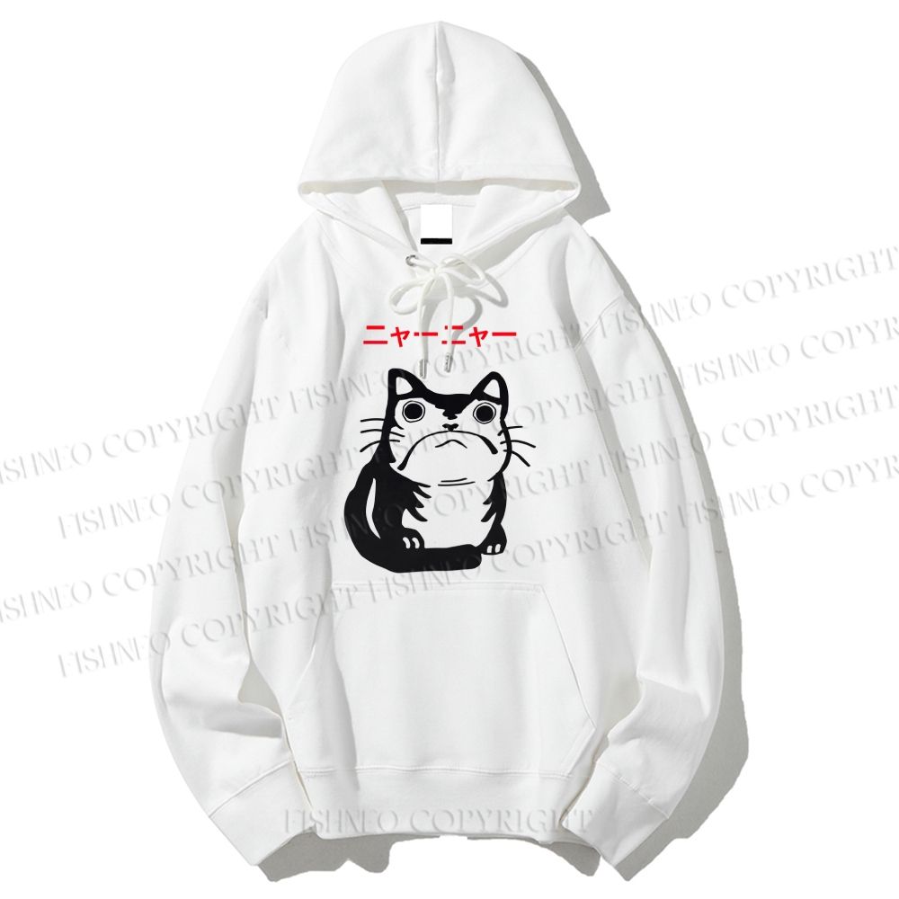 Unisex Casual Cotton Cat Printed Hoodie