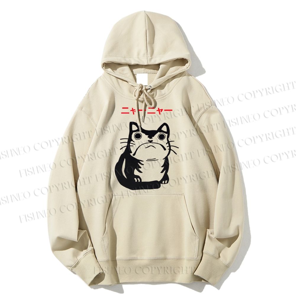Unisex Casual Cotton Cat Printed Hoodie