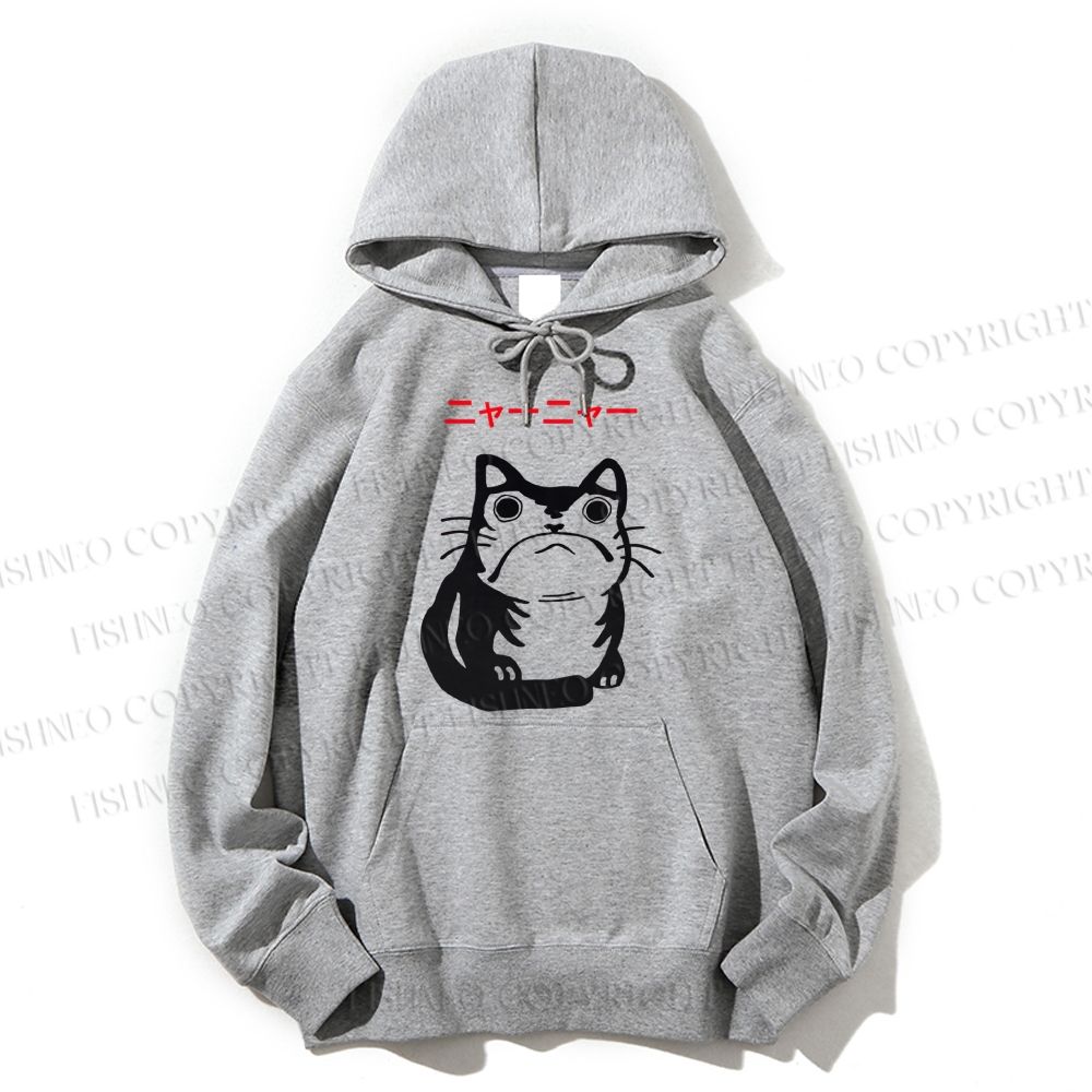 Unisex Casual Cotton Cat Printed Hoodie