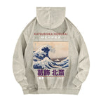 The Great Wave off Kanagawa Katsushika Hokusai Vintage Washed Cotton Back Art Hoodie