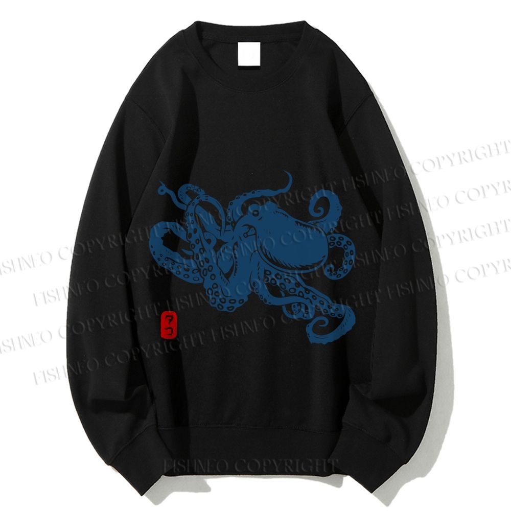 Unisex Octopus Japanese Style Printed Sweatshirt