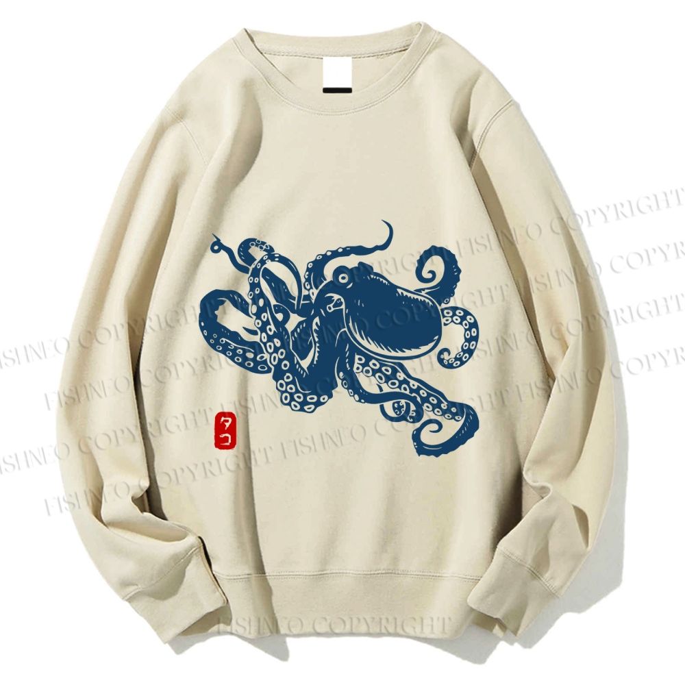 Unisex Octopus Japanese Style Printed Sweatshirt