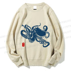 Unisex Octopus Japanese Style Printed Sweatshirt