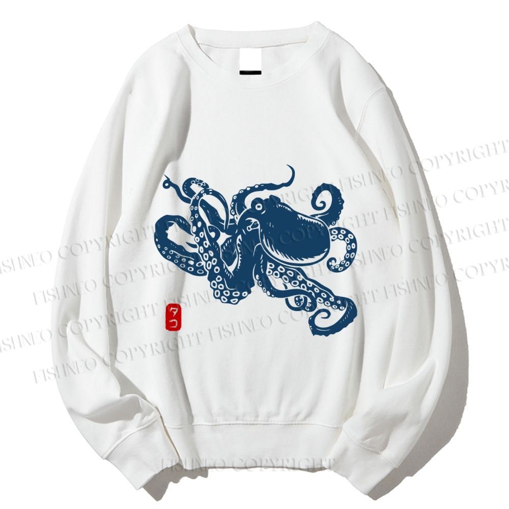 Unisex Octopus Japanese Style Printed Sweatshirt