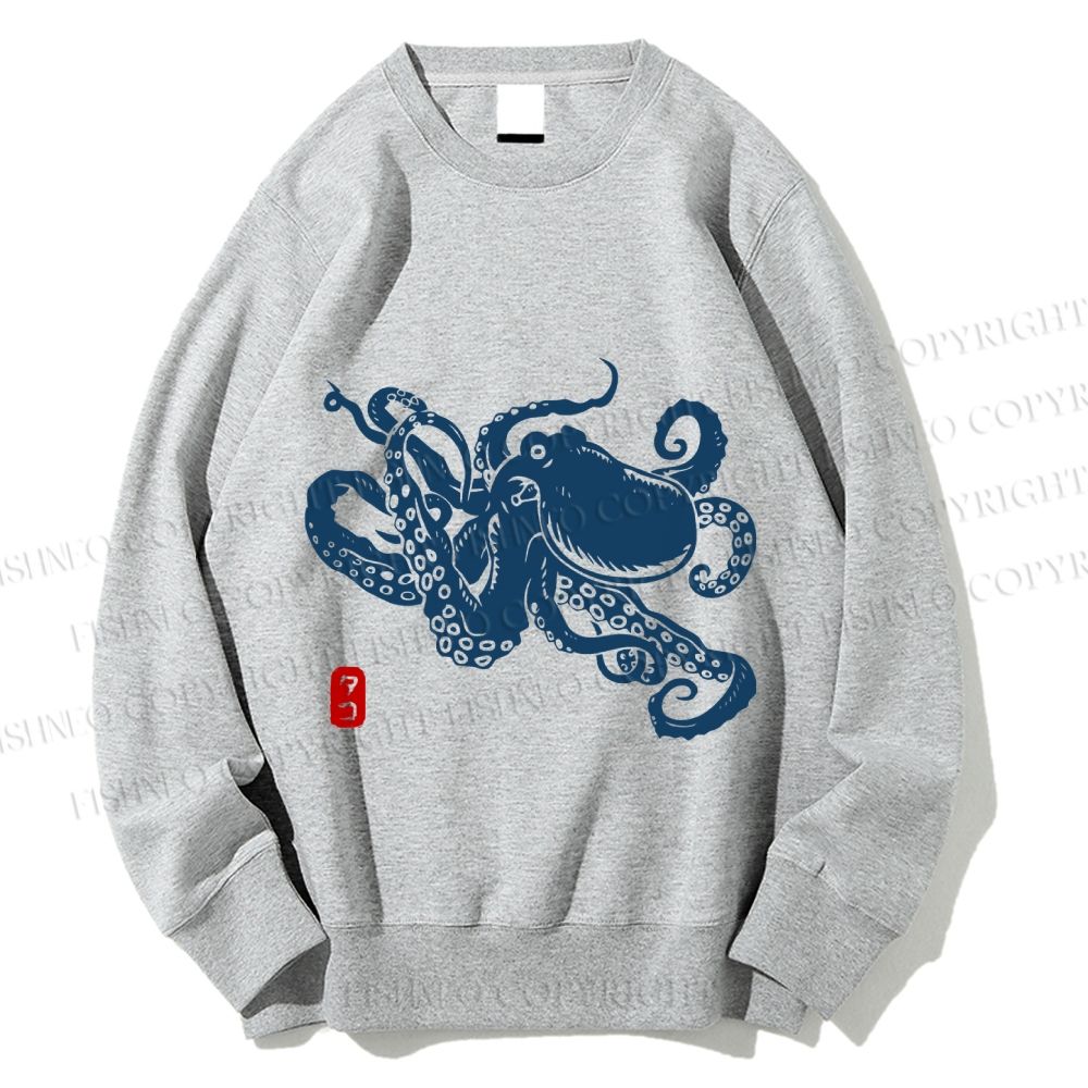 Unisex Octopus Japanese Style Printed Sweatshirt