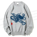 Unisex Octopus Japanese Style Printed Sweatshirt