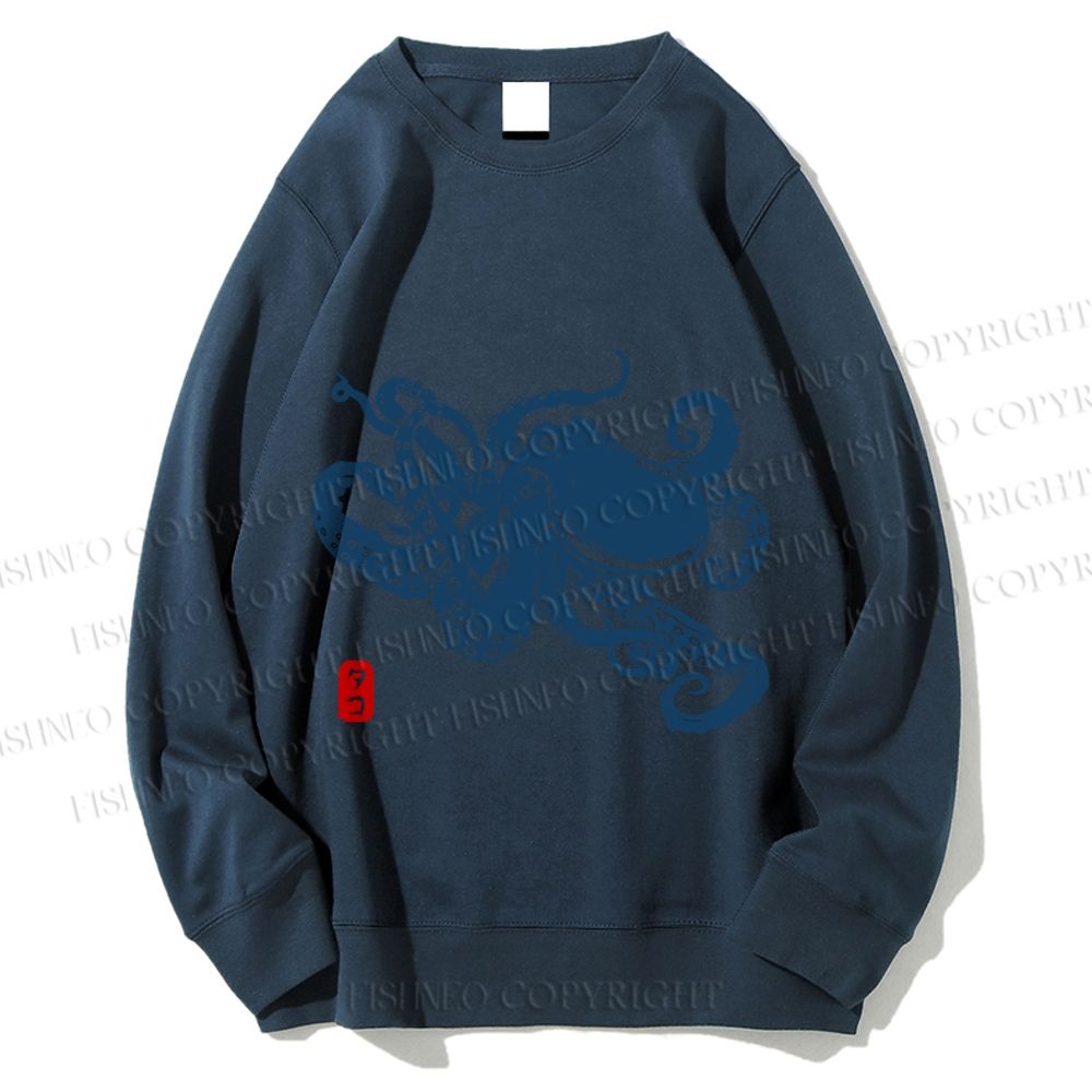 Unisex Octopus Japanese Style Printed Sweatshirt