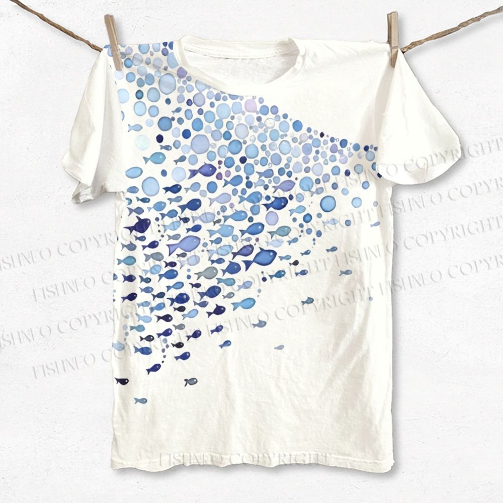 Unisex Fish Printed Classic T-shirt