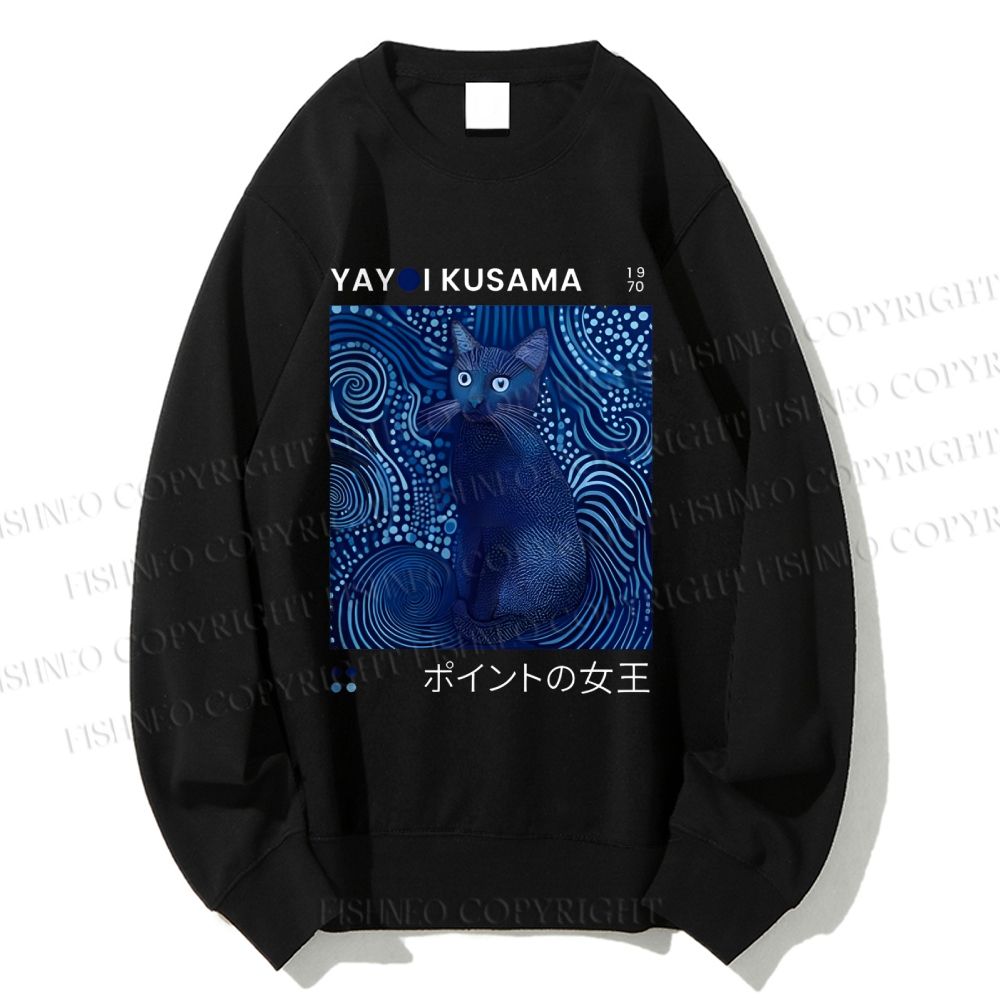 Unisex Yayoi Kusama Cat Printed Sweatshirt