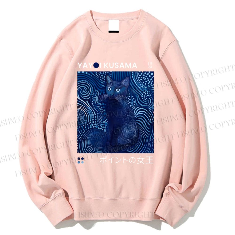 Unisex Yayoi Kusama Cat Printed Sweatshirt