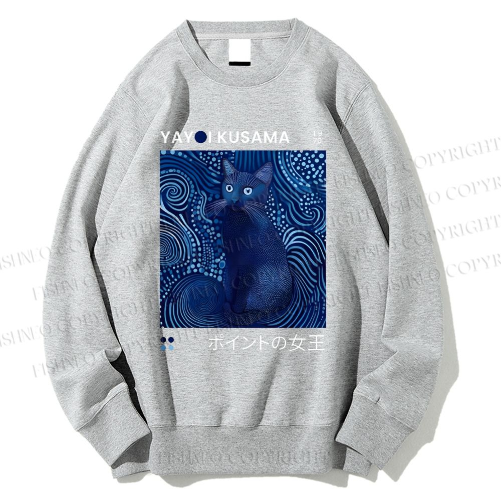 Unisex Yayoi Kusama Cat Printed Sweatshirt