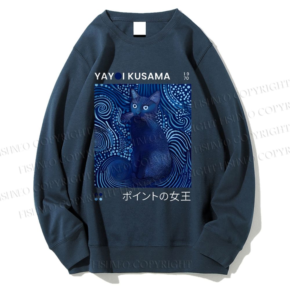 Unisex Yayoi Kusama Cat Printed Sweatshirt