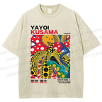 Unisex Yayoi Kusama Graffiti Printed Washed Tee