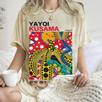 Unisex Yayoi Kusama Graffiti Printed Washed Tee