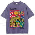 Unisex Yayoi Kusama Graffiti Printed Washed Tee