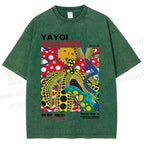 Unisex Yayoi Kusama Graffiti Printed Washed Tee