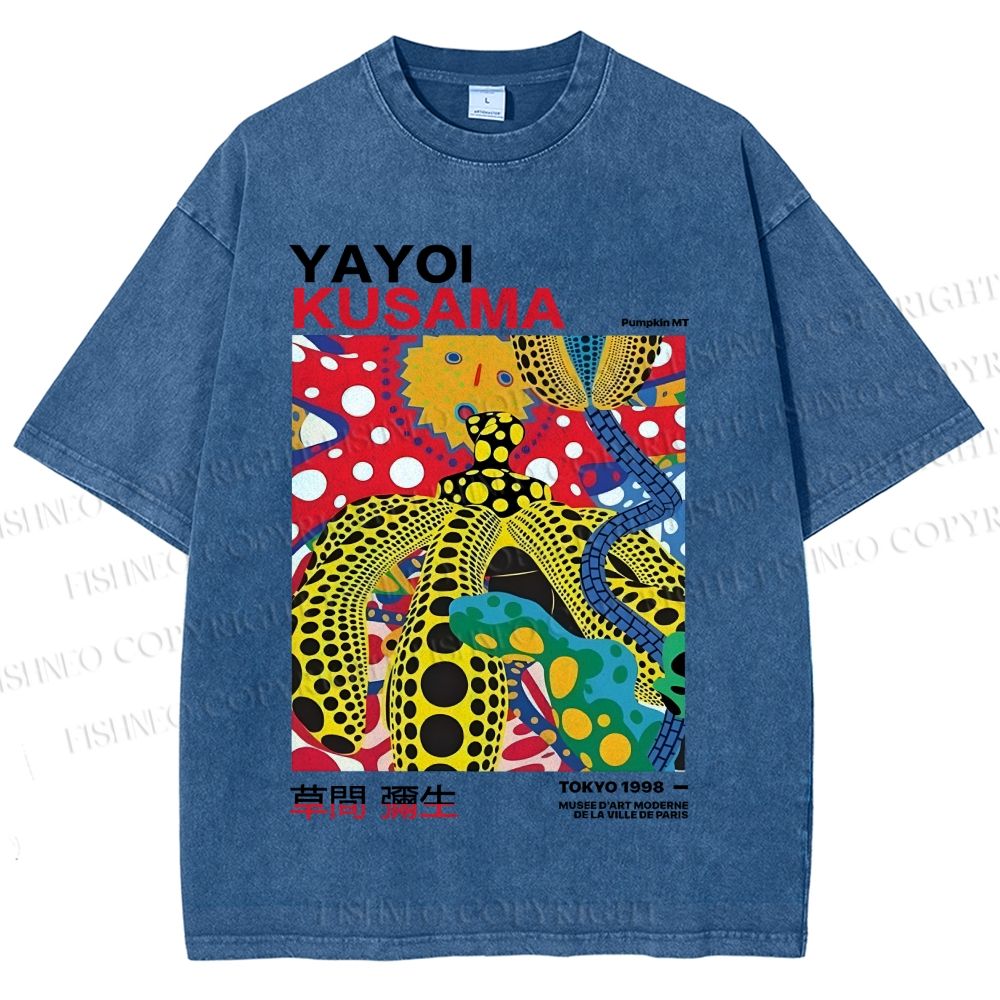 Unisex Yayoi Kusama Graffiti Printed Washed Tee