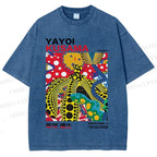 Unisex Yayoi Kusama Graffiti Printed Washed Tee