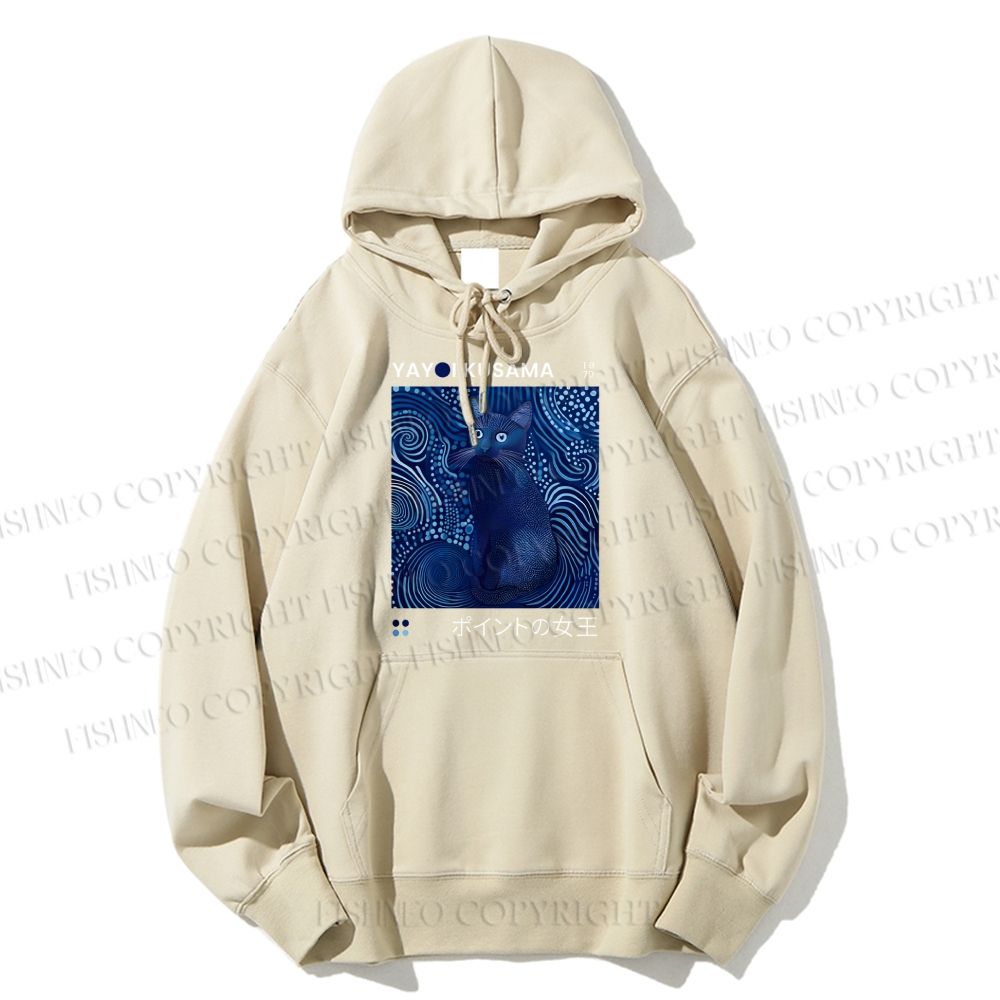 Unisex Casual Cotton Yayoi Kusama Cat Printed Hoodie