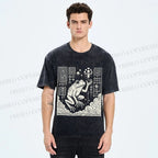 Unisex Vintage Weird Frog Printed Washed Tee