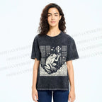 Unisex Vintage Weird Frog Printed Washed Tee