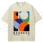 Unisex Colorful Bauhaus Design Printed Washed Tee