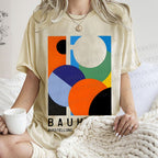 Unisex Colorful Bauhaus Design Printed Washed Tee