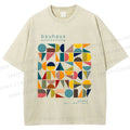 Unisex Colorful Bauhaus Design Printed Washed Tee