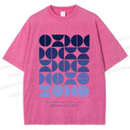 Unisex Blue Bauhaus Design Printed Washed Tee
