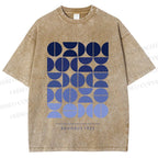 Unisex Blue Bauhaus Design Printed Washed Tee