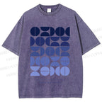 Unisex Blue Bauhaus Design Printed Washed Tee