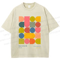 Unisex Colorful Bauhaus Design Printed Washed Tee
