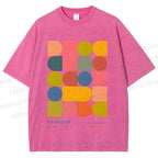 Unisex Colorful Bauhaus Design Printed Washed Tee