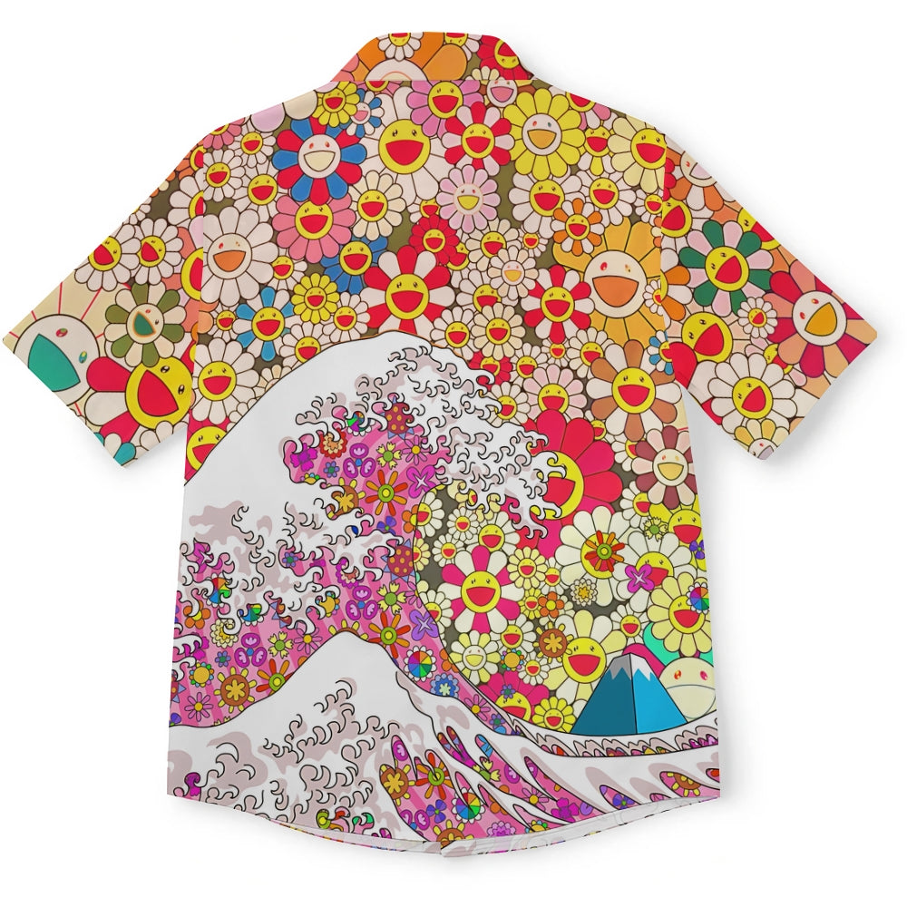 Japanese Art Anime Murakami Art Wave Mash up Button-up Shirt